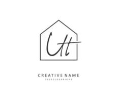 U T UT Initial letter handwriting and  signature logo. A concept handwriting initial logo with template element. vector