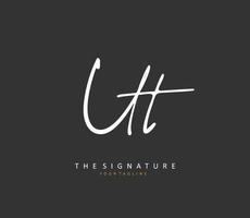 U T UT Initial letter handwriting and  signature logo. A concept handwriting initial logo with template element. vector