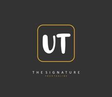 U T UT Initial letter handwriting and  signature logo. A concept handwriting initial logo with template element. vector