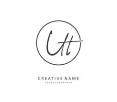 U T UT Initial letter handwriting and  signature logo. A concept handwriting initial logo with template element. vector