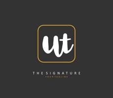 U T UT Initial letter handwriting and  signature logo. A concept handwriting initial logo with template element. vector