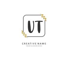 U T UT Initial letter handwriting and  signature logo. A concept handwriting initial logo with template element. vector