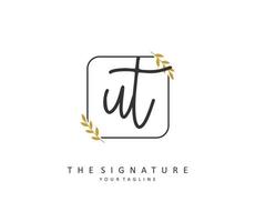 U T UT Initial letter handwriting and  signature logo. A concept handwriting initial logo with template element. vector