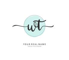 W T WT Initial letter handwriting and  signature logo. A concept handwriting initial logo with template element. vector