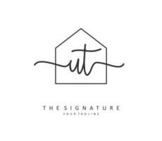 U T UT Initial letter handwriting and  signature logo. A concept handwriting initial logo with template element. vector