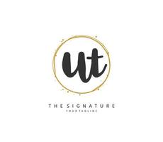 U T UT Initial letter handwriting and  signature logo. A concept handwriting initial logo with template element. vector