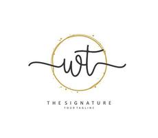 W T WT Initial letter handwriting and  signature logo. A concept handwriting initial logo with template element. vector