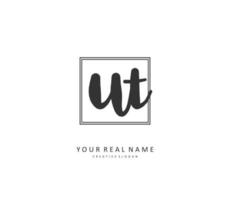 U T UT Initial letter handwriting and  signature logo. A concept handwriting initial logo with template element. vector