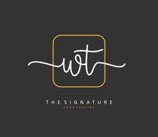 W T WT Initial letter handwriting and  signature logo. A concept handwriting initial logo with template element. vector