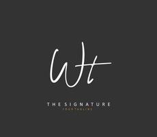 W T WT Initial letter handwriting and  signature logo. A concept handwriting initial logo with template element. vector