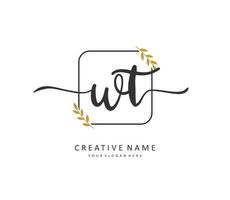 W T WT Initial letter handwriting and  signature logo. A concept handwriting initial logo with template element. vector