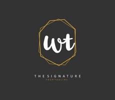 W T WT Initial letter handwriting and  signature logo. A concept handwriting initial logo with template element. vector