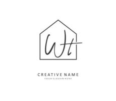 W T WT Initial letter handwriting and  signature logo. A concept handwriting initial logo with template element. vector