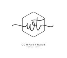 W T WT Initial letter handwriting and  signature logo. A concept handwriting initial logo with template element. vector