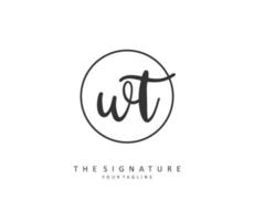 W T WT Initial letter handwriting and  signature logo. A concept handwriting initial logo with template element. vector