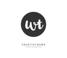 W T WT Initial letter handwriting and  signature logo. A concept handwriting initial logo with template element. vector