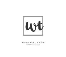 W T WT Initial letter handwriting and  signature logo. A concept handwriting initial logo with template element. vector