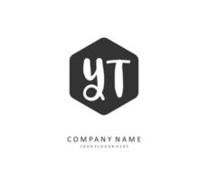 Y T YT Initial letter handwriting and  signature logo. A concept handwriting initial logo with template element. vector