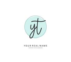 Y T YT Initial letter handwriting and  signature logo. A concept handwriting initial logo with template element. vector