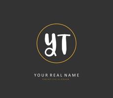 Y T YT Initial letter handwriting and  signature logo. A concept handwriting initial logo with template element. vector