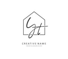 Y T YT Initial letter handwriting and  signature logo. A concept handwriting initial logo with template element. vector