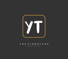Y T YT Initial letter handwriting and  signature logo. A concept handwriting initial logo with template element. vector