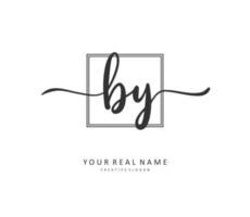 BY Initial letter handwriting and  signature logo. A concept handwriting initial logo with template element. vector