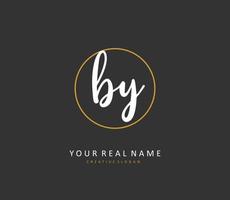 BY Initial letter handwriting and  signature logo. A concept handwriting initial logo with template element. vector