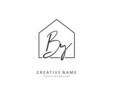 BY Initial letter handwriting and  signature logo. A concept handwriting initial logo with template element. vector