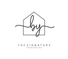 BY Initial letter handwriting and  signature logo. A concept handwriting initial logo with template element. vector