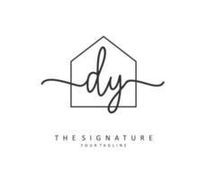 DY Initial letter handwriting and  signature logo. A concept handwriting initial logo with template element. vector