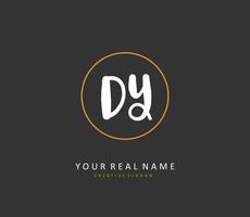 DY Initial letter handwriting and  signature logo. A concept handwriting initial logo with template element. vector