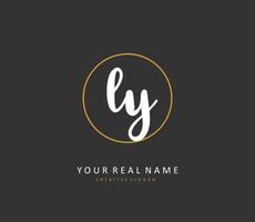 LY Initial letter handwriting and  signature logo. A concept handwriting initial logo with template element. vector