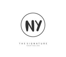 Nueva York inicial letra escritura y firma logo. un concepto escritura inicial logo con modelo elemento. vector