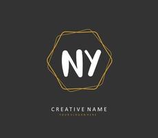 NY Initial letter handwriting and  signature logo. A concept handwriting initial logo with template element. vector