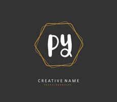 PY Initial letter handwriting and  signature logo. A concept handwriting initial logo with template element. vector