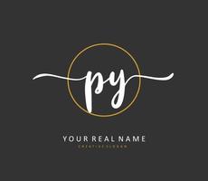 PY Initial letter handwriting and  signature logo. A concept handwriting initial logo with template element. vector