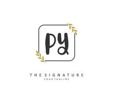 PY Initial letter handwriting and  signature logo. A concept handwriting initial logo with template element. vector