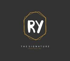 RY Initial letter handwriting and  signature logo. A concept handwriting initial logo with template element. vector