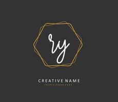 RY Initial letter handwriting and  signature logo. A concept handwriting initial logo with template element. vector