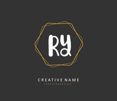 RY Initial letter handwriting and  signature logo. A concept handwriting initial logo with template element. vector