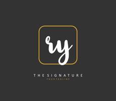 RY Initial letter handwriting and  signature logo. A concept handwriting initial logo with template element. vector