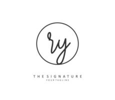 RY Initial letter handwriting and  signature logo. A concept handwriting initial logo with template element. vector