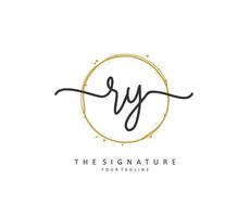 RY Initial letter handwriting and  signature logo. A concept handwriting initial logo with template element. vector