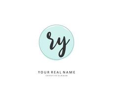 RY Initial letter handwriting and  signature logo. A concept handwriting initial logo with template element. vector