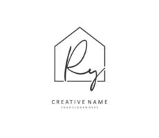 RY Initial letter handwriting and  signature logo. A concept handwriting initial logo with template element. vector