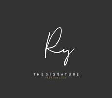 RY Initial letter handwriting and  signature logo. A concept handwriting initial logo with template element. vector