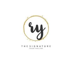 RY Initial letter handwriting and  signature logo. A concept handwriting initial logo with template element. vector