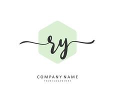 RY Initial letter handwriting and  signature logo. A concept handwriting initial logo with template element. vector