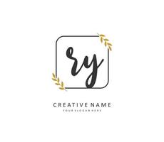 RY Initial letter handwriting and  signature logo. A concept handwriting initial logo with template element. vector